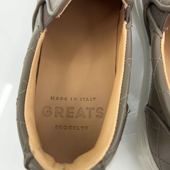 GREATS Womens Brooklyn Sneaker Size 8.5 Gray Quilted Leather Slip on Loafer Shoe - Picture 8 of 15